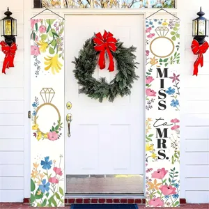 Striscioni per portico nuziale con fiori e testo Miss to Mrs. per decorazioni sposa