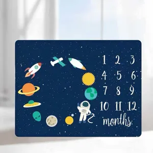 Baby milestone blanket space theme monthly photo background newborn photography prop 100x100