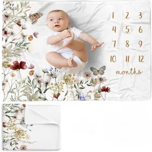 Vintage Blumen Baby Meilenstein Decke für monatliche Fotos mit 1-12 Monat Markern