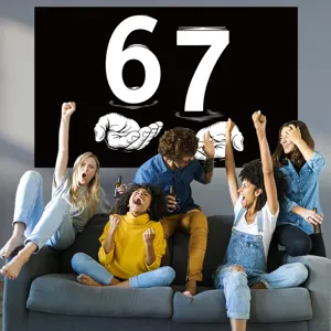 Sfondo fotografico nero con grande numero 67 bianco per decorazioni di feste di compleanno
