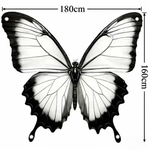 Decorative large black and white butterfly photography backdrop for party 180x160cm size