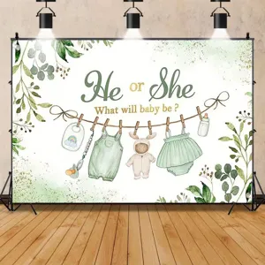 Aquarell Wald Thema Gender Reveal Hintergrund für Baby Shower Party Dekoration