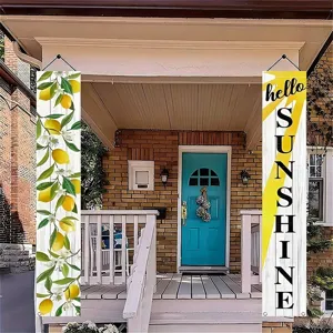 Banner per portico rinfrescanti a tema limone con scritta hello SUNSHINE per l'estate