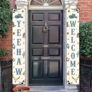 Striscioni da veranda a tema cowboy occidentale con scritte Yeehaw e Welcome