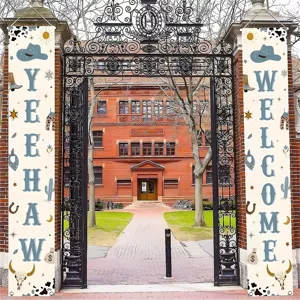Striscioni per portico a tema cowboy western con scritte decorative 'Yeehaw' e 'Welcome'