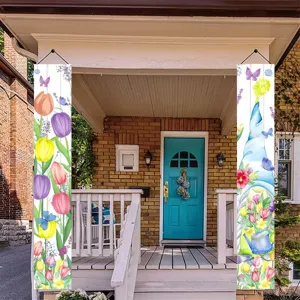 Striscioni decorativi per veranda a tema tulipani primaverili per feste all'aperto