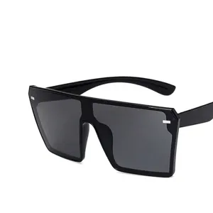 Fashionable oversized square integrated sunglasses with silver studs for women