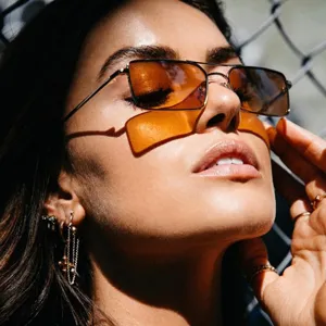 3575 Mode Européenne Américaine Double Pont Carré Lunettes de Soleil en Métal Rétro Verre Océan Protection UV400 Unisexe Lunettes de Soleil Tendances