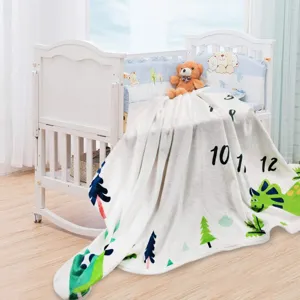 Dinosaur forest theme baby milestone blanket for monthly growth record photography background