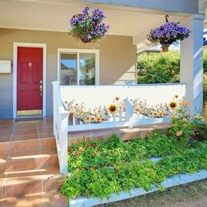 Decorative sunflower floral fan-shaped banners for outdoor courtyard fence and porch decoration