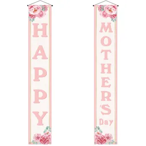 Rosa florale Muttertag Banner für die Haustür mit Happy Mother's Day Gruß für die Party