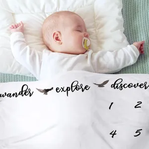 Coperta traguardo neonato tema foresta per foto di crescita con bambino che dorme