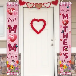 Dekorative Muttertags-Banner für die Veranda mit Herz- und Tulpenmotiven für festliche Deko