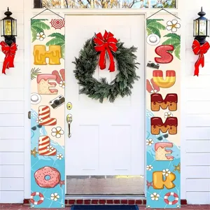 Hello Summer dessert beach theme porch banners for pool party home decorations
