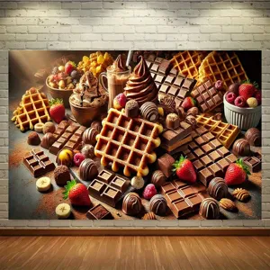 Fondo fotográfico con tema de gofres de chocolate para decoración de pastelerías y cafés