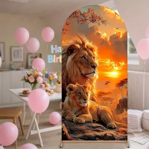 Afrikaanse leeuw thema boog achtergrond voor verjaardagsfeestje decoratie