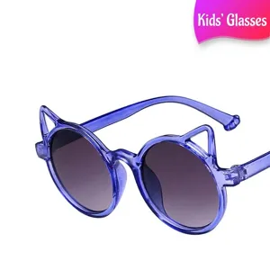 Stylish blue cat-ear children's sunglasses featuring UV protection and cute design