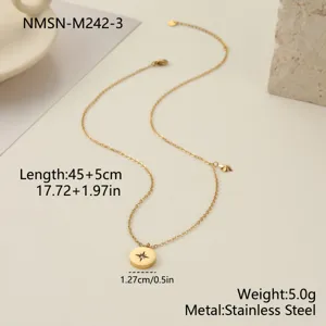 Collar estrella de acero inoxidable: longitud 45+5cm, peso 5,0g, colgante de 1,27cm.