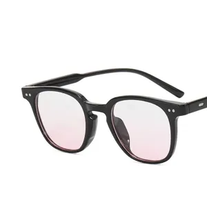 Stylish black frame blush glasses for women with light pink tinted lenses