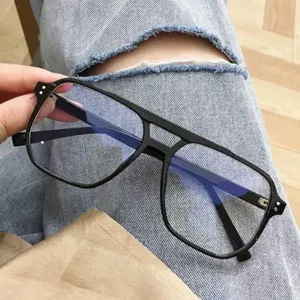 Retro Doppelsteg Brillengestell Mit Blaulichtschutz Für Damen Herren Polycarbonat Rahmen Acryl Gläser Japanischer Großer Eckiger Optische Brille