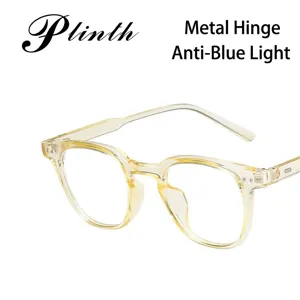 Vintage transparent anti-blue light glasses with metal rivets and small frame design