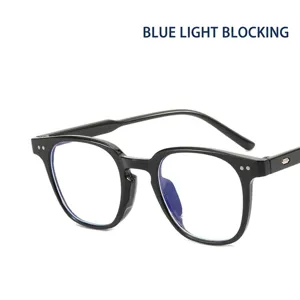 Stylish Korean-style black frame glasses with anti-blue light lenses for eye protection