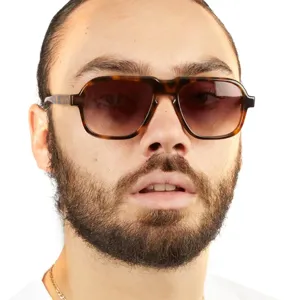 Men's vintage oversized tortoiseshell sunglasses with brown gradient lenses for driving