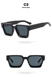 Vintage black square sunglasses for women featuring multi-angle front and side views