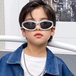 Kinder Y2K Futuristisch Sonnenbrille Jungen Mode Radsport Sonnenbrille Trendige Unregelmäßige Wrap Randlose Sonnenbrille Für Outdoor Party Streetwear Zubehör