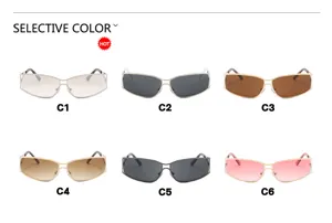 Vista detallada de opciones de color para gafas de sol huecas retro Y2K en seis tonos.