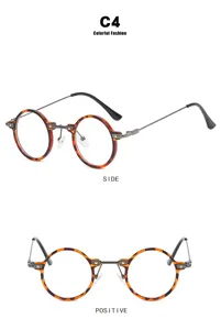 Detailansichten der runden Steampunk-Sonnenbrille im Vintage-Stil mit Tortoise-Rahmen