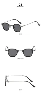 Detailansicht der Seiten-, Vorder- und Rückseite dieser unregelmäßigen Punk-Sonnenbrille