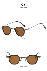 Trendige Punk-Sonnenbrille mit kleinem Rahmen, Ansichten von der Seite und vorne