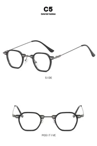 Detailansicht der schwarzen Punk-Brille mit kleinem Rahmen von der Seite und vorne
