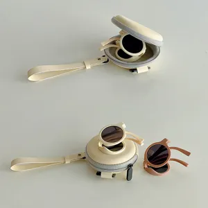Tragbare faltbare Kinder-Sonnenbrille mit runder Reißverschlusstasche für UV-Schutz