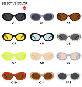 Zwölf Farben von Retro-Sonnenbrillen mit ovalem Rahmen für den Strandurlaub