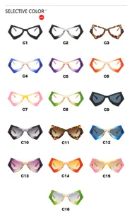 Variety of colorful butterfly geometric eyeglass frames with multiple color options