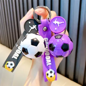 Trendy 3D soccer ball keychain pendant for backpacks and car keys, gift souvenir
