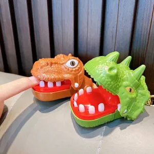Divertente Portachiavi Giocattolo con Dito Mordace Coccodrillo Dinosauro Scherzo Giocattolo per Bambini Regalo di Festa Portachiavi in Plastica Portatile