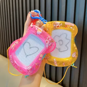 Educational mini magnetic drawing board keychains for kids in cute pink and yellow designs