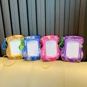 Cute mini magnetic drawing board keychain toys for kids in four assorted colors