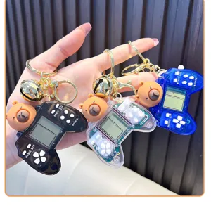 Portachiavi mini console gioco con ciondolo a forma di orso capybara in vari colori