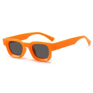 Gafas de sol vintage con montura cóncava naranja para un estilo hip-hop street
