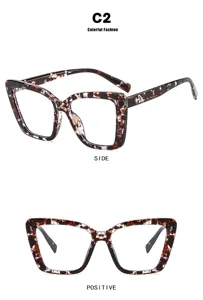 Detailed views of square tortoiseshell glasses frame from side and front angles