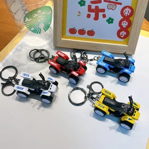 Set of four colorful miniature ATV motorcycle model keychains for boys backpack charms