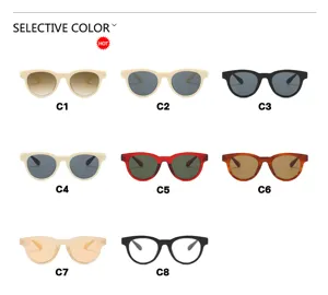 Muestra de ocho variantes de color para gafas de sol vintage de estilo ojo de gato
