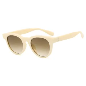 Gafas de sol retro de ojo de gato para mujer con montura crema y lentes degradadas marrón