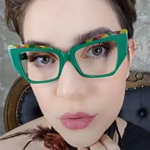 Cat-Eye-Farbblock-Brillengestelle Für Damen Anti-Blaulicht TR90 Rahmen Retro-Mode Ohne Sehstärke Brillengestelle