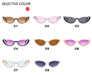 Ontdek verschillende kleuropties voor retro cat-eye zonnebrillen in hiphop-stijl