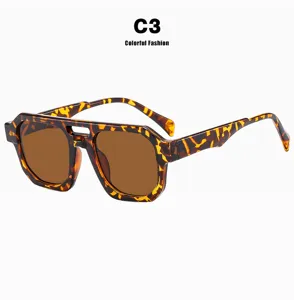 Klassische Retro-Pilotensonnenbrille mit Doppelsteg und braunem Schildpattrahmen